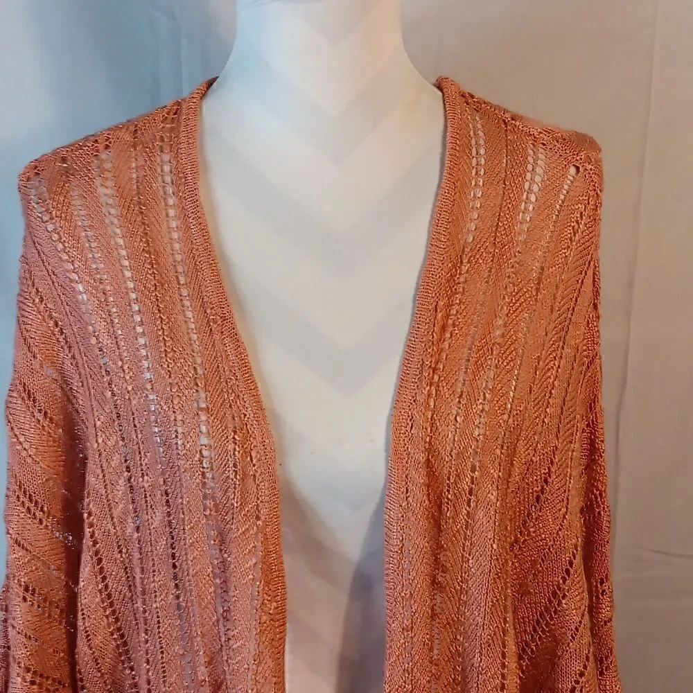 Tulle Crocheted Open Front Cardigan - Picture 2 of 9